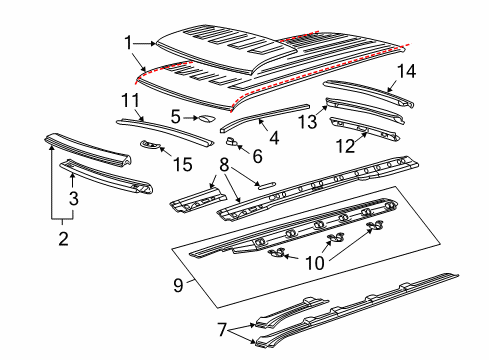 1997 Chevy Express 2500 Roof & Components Diagram