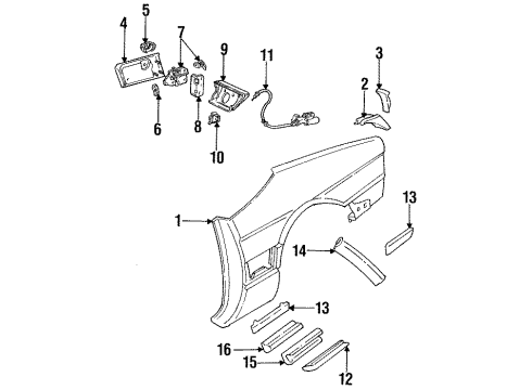 1993 Cadillac Allante Weatherstrip, Passenger Side Diagram for 3537012