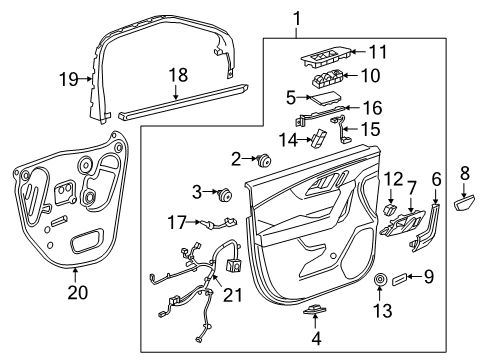 2021 Chevy Blazer Interior Trim - Front Door Diagram