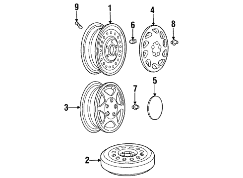 1999 Oldsmobile Cutlass Wheels, Covers & Trim Diagram