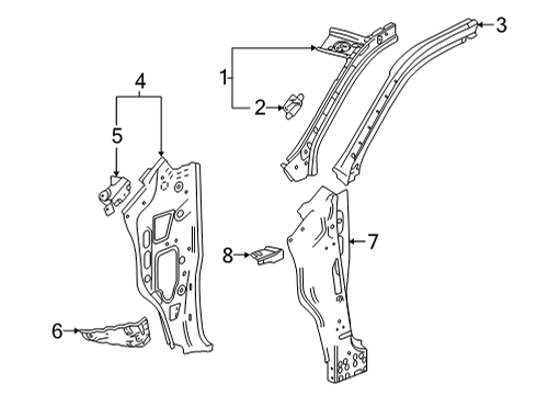 2021 Chevy Silverado 3500 HD Hinge Pillar Diagram