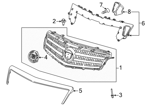 2013 Cadillac ATS Grille & Components Diagram