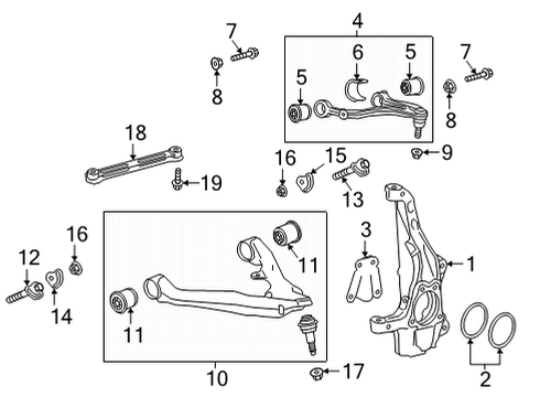 2021 GMC Yukon XL Front Suspension Components, Lower Control Arm, Upper Control Arm, Ride Control, Stabilizer Bar Diagram