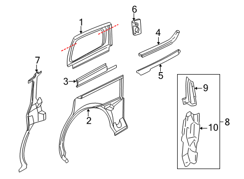 2001 Pontiac Montana Side Panel & Components Diagram