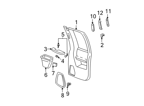 1997 GMC C1500 Interior Trim - Rear Door Diagram