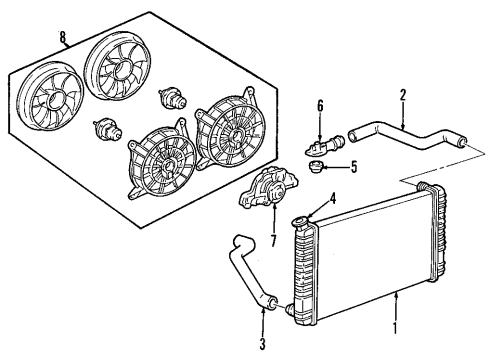 2005 Pontiac Bonneville Fan Blade, Driver Side Diagram for 88892898