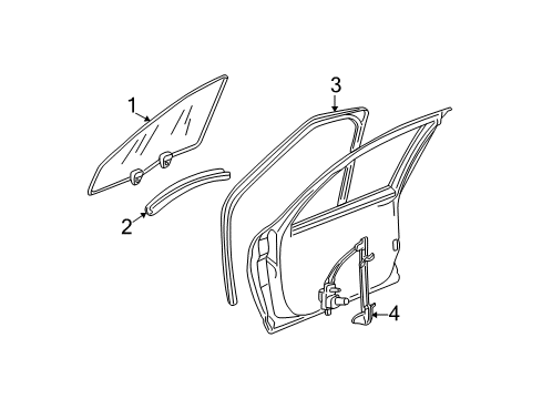 2002 Buick Century Front Door - Glass & Hardware Diagram