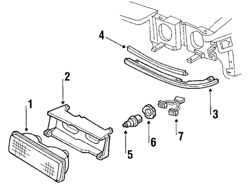 1991 Pontiac Grand Am Headlamp Assembly, Driver Side Diagram for 16509211