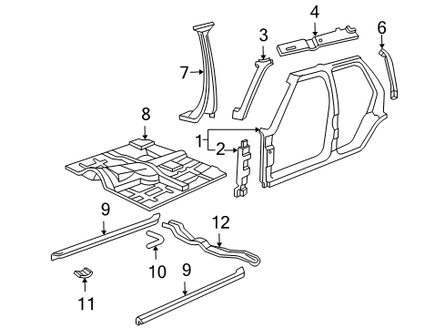 1996 GMC Jimmy Floor Pan Assembly Diagram for 12546622