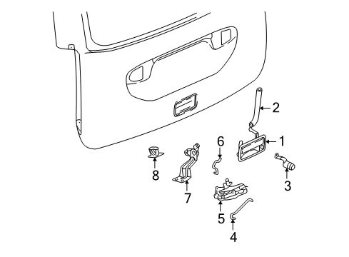 2005 Saturn Vue Lift Gate - Lock & Hardware Diagram