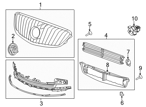 2016 Buick LaCrosse Grille & Components Diagram