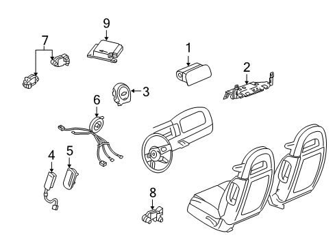 2003 Chevy SSR Side Impact Sensor Diagram for 15796430