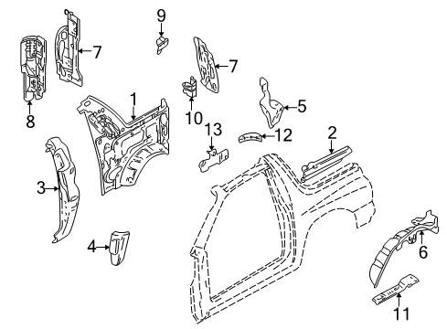 1999 Chevy Tracker Reinforcement, Passenger Side Diagram for 30022020