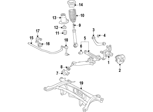 2010 Pontiac Vibe Hub & Bearing, Rear Diagram for 19184275