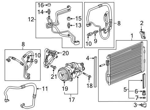 2014 Chevy Sonic A/C Condenser, Compressor & Lines Diagram