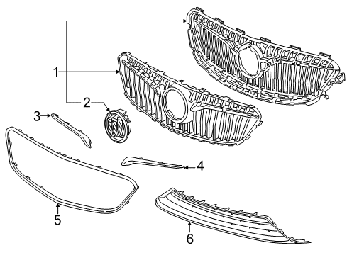 2018 Buick Regal Sportback Grille & Components Diagram