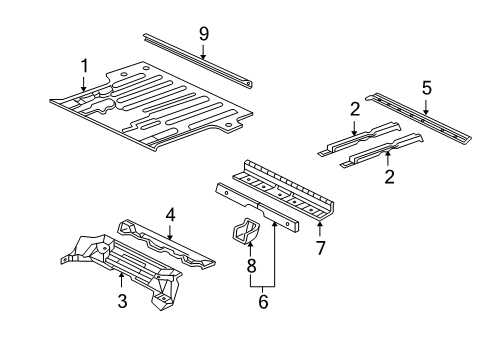 2004 Cadillac Escalade EXT Rear Body - Floor & Rails Diagram