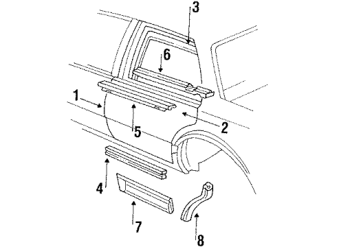 1990 Oldsmobile Delta 88 Center Molding, Rear Passenger Side Diagram for 88891268