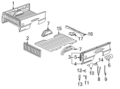 2000 Chevy Silverado 1500 Pick Up Box Components Diagram