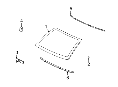 2005 Saturn Ion Windshield Glass, Reveal Moldings Diagram 2 - Thumbnail