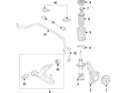 2017 Chevy Volt Knuckle, Driver Side Diagram for 39030299