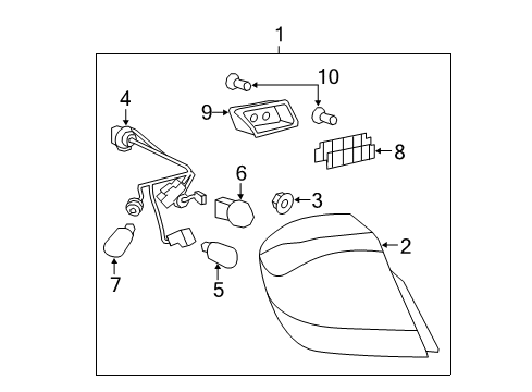 2007 Saturn Aura Lens & Housing, Passenger Side Diagram for 25775364