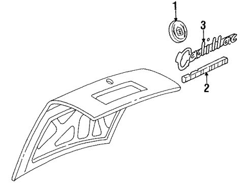 1995 Cadillac DeVille Emblem, Gold, Rear Diagram for 25636491