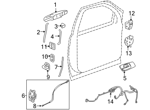 2007 Cadillac Escalade Front Door - Lock & Hardware Diagram