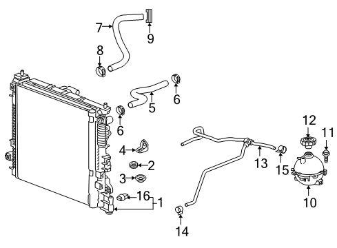 2024 Cadillac XT6 Radiator & Components Diagram 4 - Thumbnail