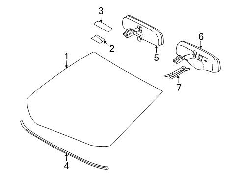 2009 Pontiac Vibe Mirror Inside, Rear Diagram for 19184605