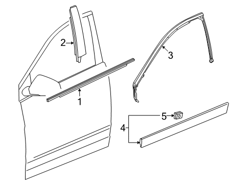 2014 Cadillac SRX Exterior Trim - Front Door Diagram