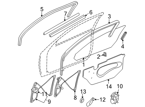 2004 Oldsmobile Alero Door - Glass & Hardware Diagram