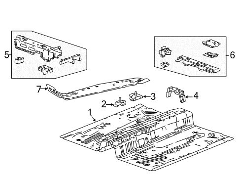 2018 Buick Regal TourX Pillars, Rocker & Floor - Floor & Rails Diagram