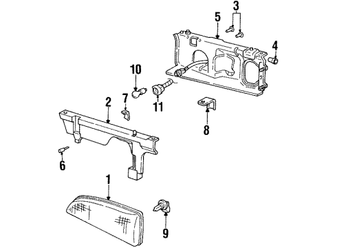 1999 Pontiac Bonneville Headlamp Assembly Pin Diagram for 11517064