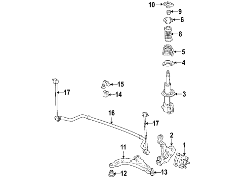 2008 Pontiac Grand Prix Stabilizer Bar Insulator Diagram for 10444064