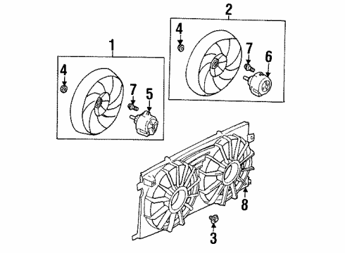 2001 Oldsmobile Aurora Fan Blade, Driver Side Diagram for 12463011