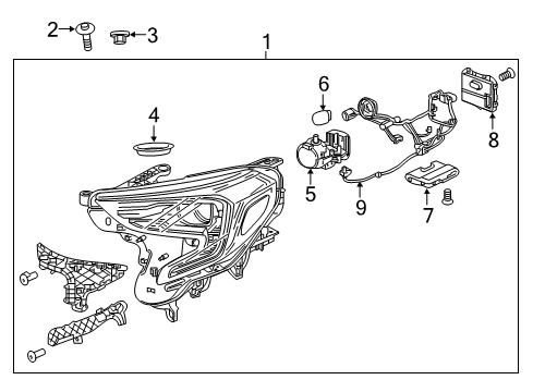 2020 GMC Terrain Headlamp Assembly, Black Bezel, Front Passenger Side Diagram for 84815561