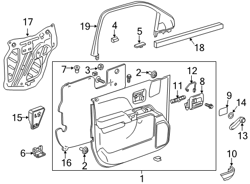 2015 Chevy Silverado 2500 HD Window Handle Diagram for 20980650