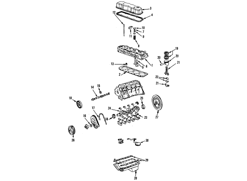 1987 Pontiac 6000 Engine Parts, Mounts, Cylinder Head & Valves, Camshaft & Timing, Oil Pan, Oil Pump, Crankshaft & Bearings, Pistons, Rings & Bearings Diagram