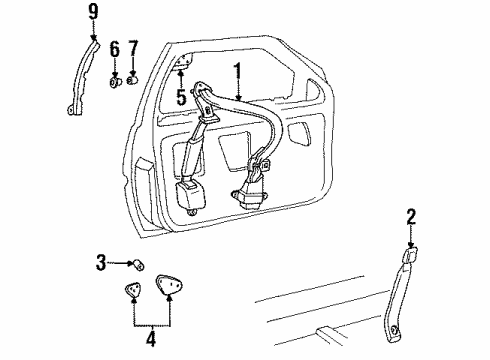 1988 Chevy Corsica Buckle, Passenger Side Diagram for 12330624