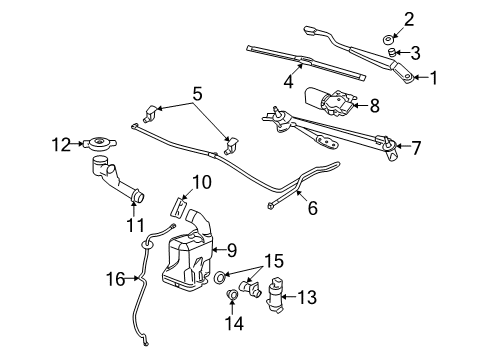 2012 Chevy Malibu Wiper & Washer Components Diagram