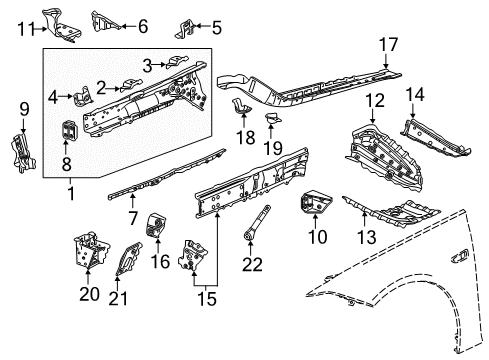 2018 Buick Regal Sportback Structural Components & Rails Diagram