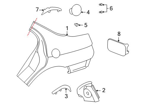 2004 Pontiac Bonneville Quarter Panel & Components Diagram