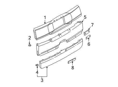 2002 Buick Rendezvous Exterior Trim - Lift Gate Diagram