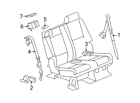 2013 Cadillac Escalade ESV Rear Seat Belts Diagram 2 - Thumbnail