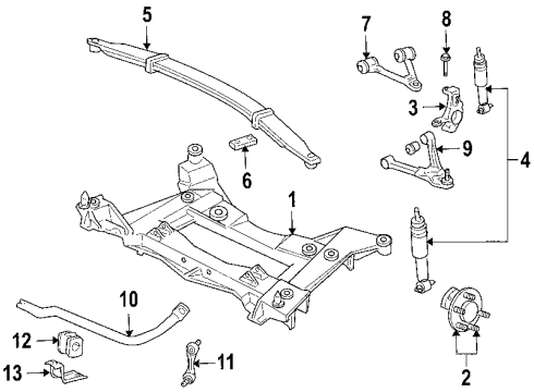 2007 Chevy Corvette Upper Control Arm, Driver Side Diagram for 10356433