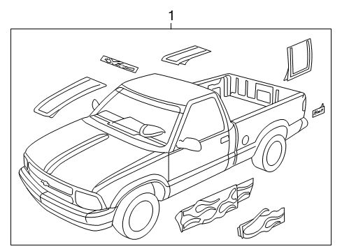 2002 Chevy S10 Stripe Tape Diagram