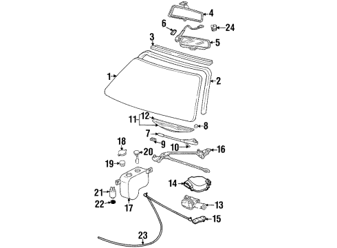 2002 Cadillac Eldorado Windshield Glass, Wiper & Washer Components Diagram