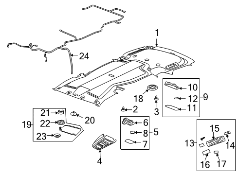 2005 Pontiac Montana Headliner Retainer, Gray Diagram for 10375346