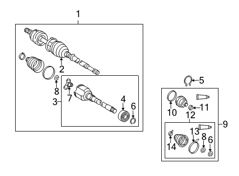 2005 Pontiac Vibe Bearing C-Clip Diagram for 88972703